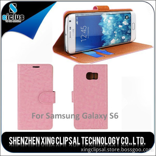 Cell phone leather case, case pouch for samsung galaxy s6 edge, PU leather case